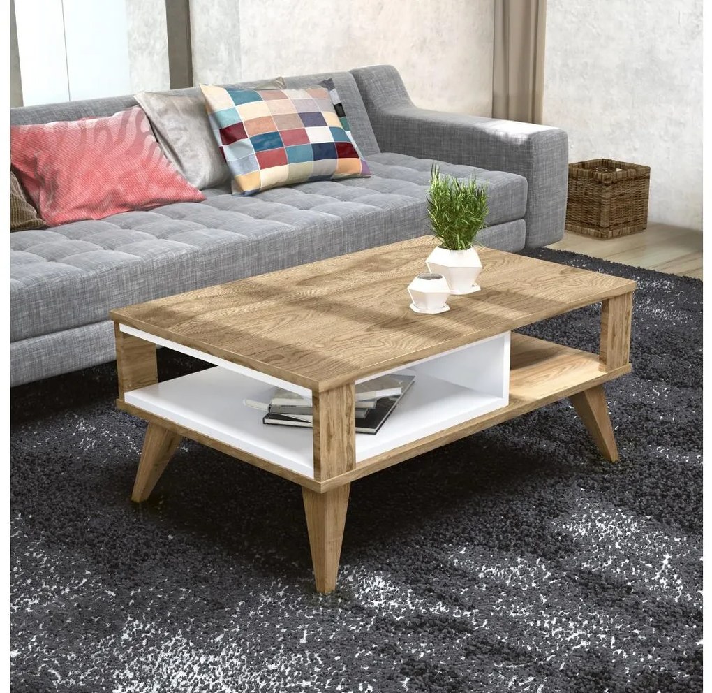 Konferenčný stolík IONIS 40x90 cm hnedá/biela