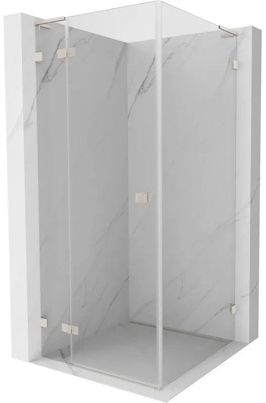 Mexen Lunar, L sklápací sprchový kút ľavý 80 x 80 cm, 8mm číre sklo, oceľový profil, 834L-080-080-97-00-L