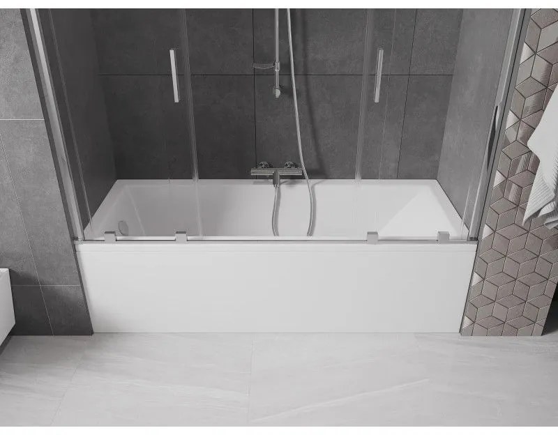 Mexen Velar Duo, 2-krídlová posuvná vaňová zástena 200 x 150 cm, 8mm číre sklo, chrómový profil, 896-200-000-02-01