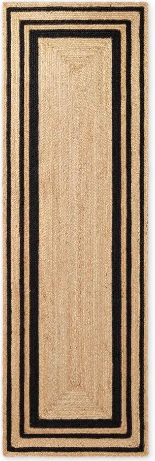 Čierny/v prírodnej farbe obojstranný/ručne tkaný jutový behúň 70x200 cm Jutta – Hanse Home