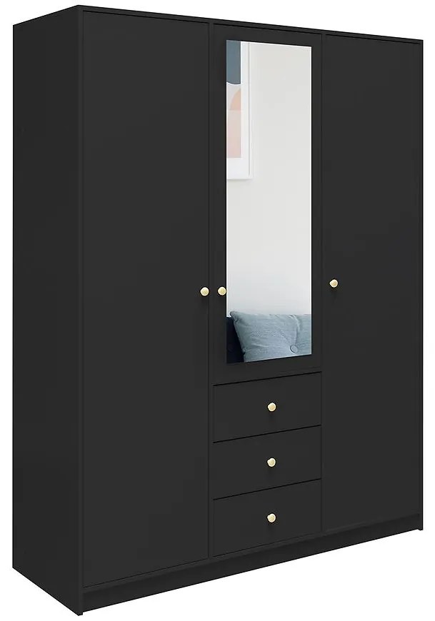 Skriňa Siena D3 čierna / zrkadlo