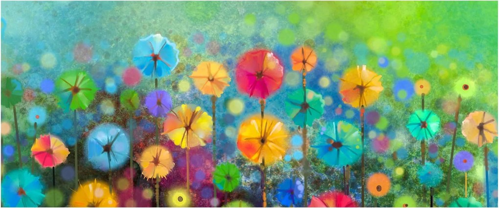 Obraz - Abstraktné kvety (120x50 cm)