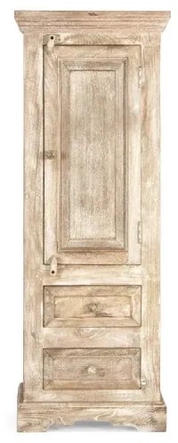 furniture-nabytek.cz - Masívna vysoká komoda do koupelne Patina z mangového dreva, lakovaná, prírodná – 48×33×130 cm