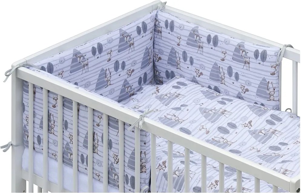 Postýlka 120 x 60 cm s kompletní výbavou Srneček - šedá