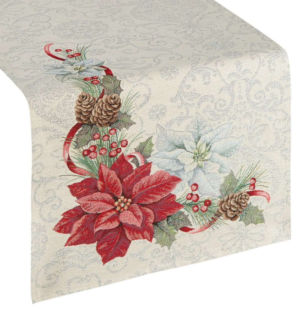 VIANOČNÝ GOBELÍNOVÝ BEHÚŇ NA STÔL MERRY 50X110 CM VZOROVANÁ
