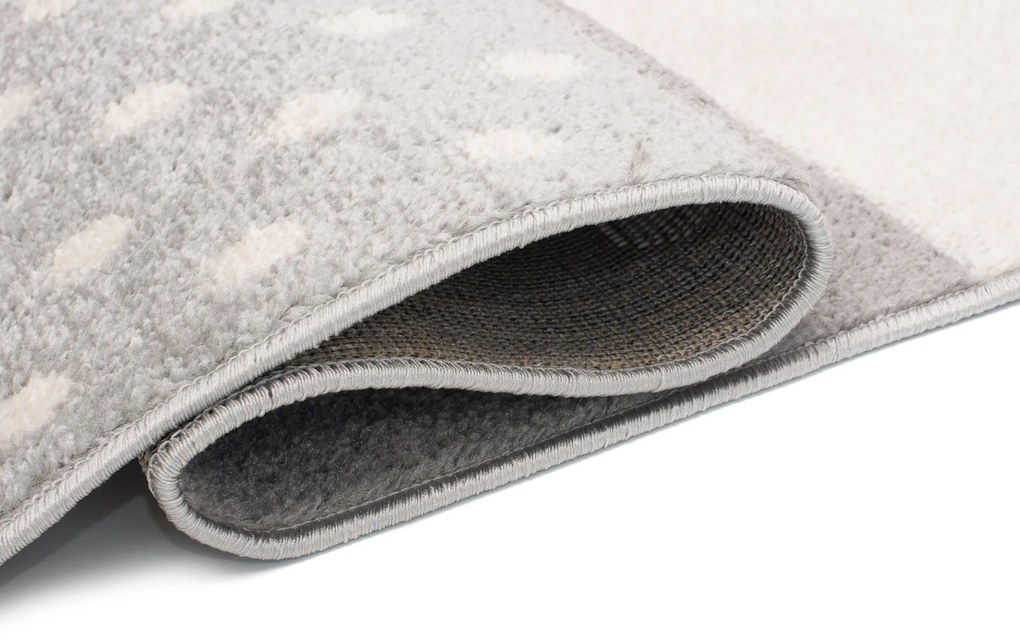 Kusový koberec AZUR srdiečka a hviezdičky - šedý/tyrkysový/biely