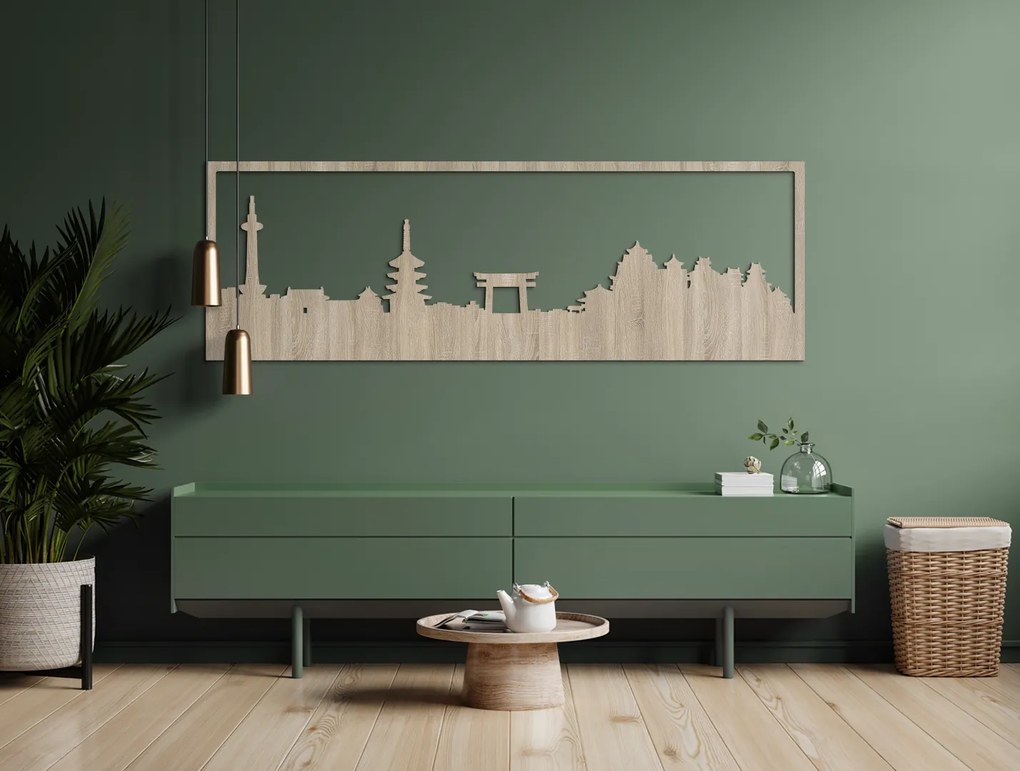 drevko Obraz Kjóto panoráma Rozmer obrazu: 29,5 x 89 cm, Farba dekorácie: Čierna
