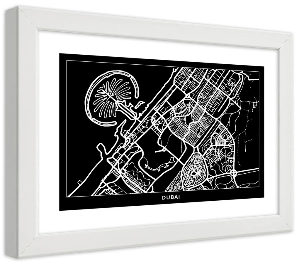 Gario Plagát City plan Dubai Farba rámu: Bez rámu, Rozmery: 45 x 30 cm