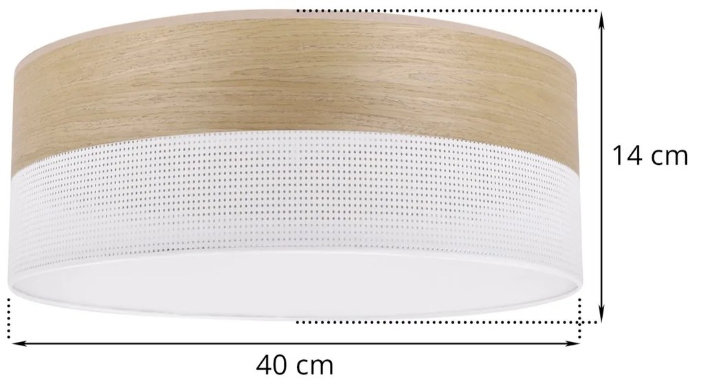 Stropné svietidlo Wood, 1x dýha zlatý dub/biele PVC tienidlo, (biele plexisklo), (fi 40cm)