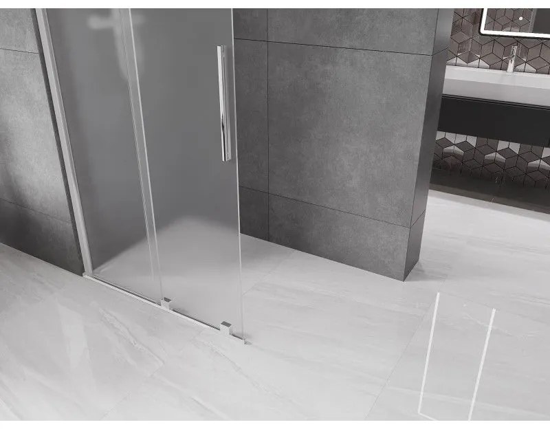 Mexen Velar, sprchová zástena s posuvnými dverami Walk-in 110 x 200 cm, 8mm sklo námraza, chrómová, 871-110-000-33-01