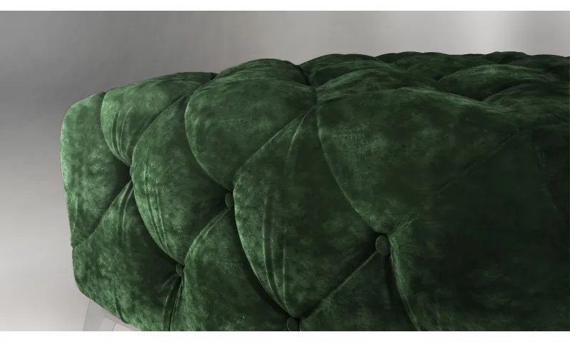 TABURET LARISSA CHESTERFIELD SMARAGDOVO ZELENÁ ZAMATOVÁ LÁTKA 80 x 80 cm