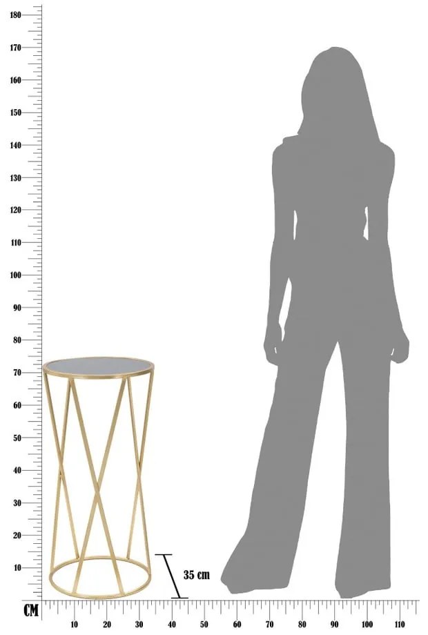 Odkladací stolík v čierno-zlatej farbe Mauro Ferretti Glam Simple, výška 75 cm