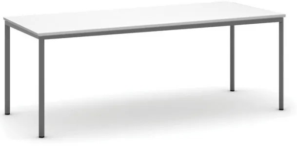 Jedálenský stôl, 200x80 cm, tmavo sivá podnož, biela