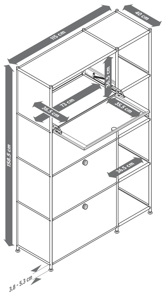 Kovová skrinka »CN3« so 4 výklopnými priečinkami, biela