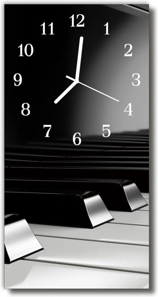 Sklenené hodiny vertikálne  Šedé klavírny kľúče