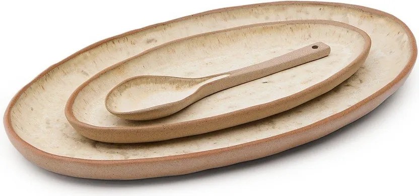 Béžové servírovacie keramické taniere v súprave 3 ks Zunel – Kave Home