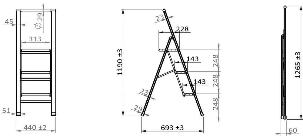 Kovové schodíky 119 cm – Wenko