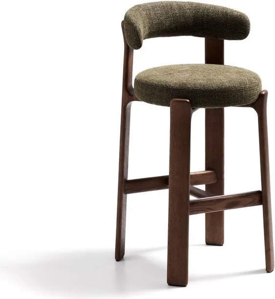 Zelená/v tmavo prírodnej farbe barová stolička z jaseňového dreva (výška sedadla 75 cm) Granite – Kave Home