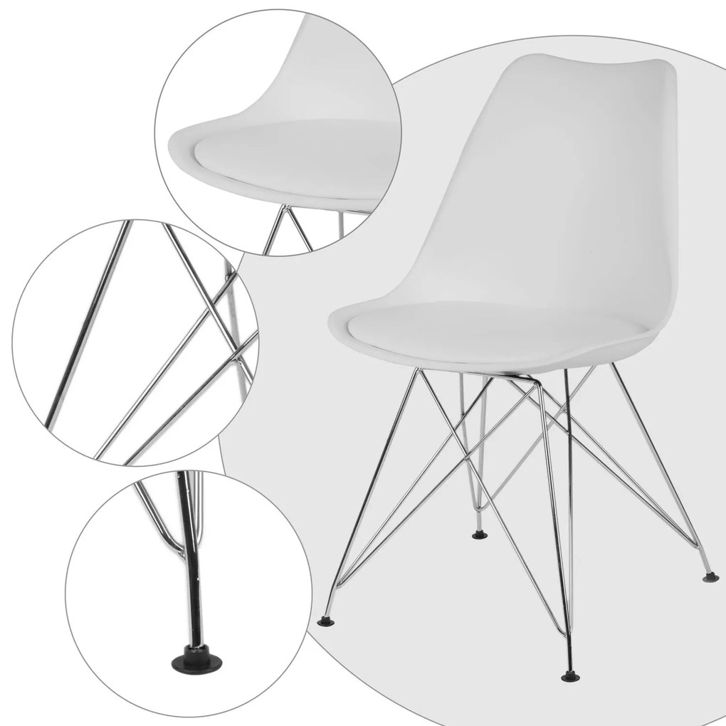Škandinávske jedálenské stoličky Kapra - biele 4ks