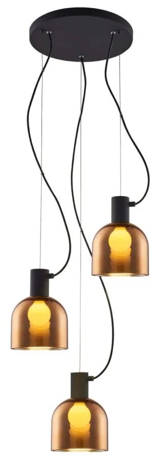 Klausen 113009 - Luster na lanku FIRE 3xE27/9W/230V hnedá/čierna