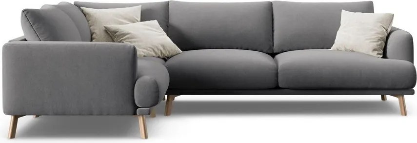 Sivá zamatová rohová pohovka (ľavý roh/do L) Naomi – Micadoni