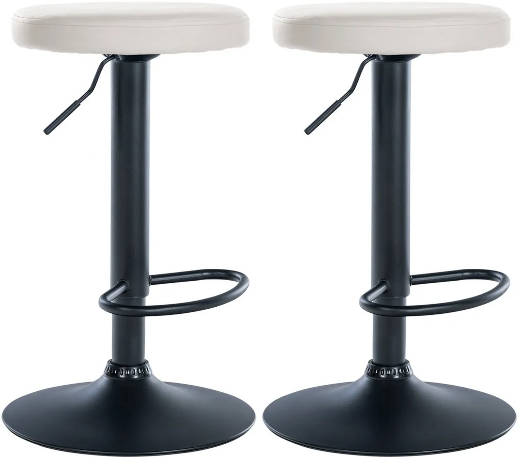2x Barová stolička Ponte - koženka, čierny rám - Biela