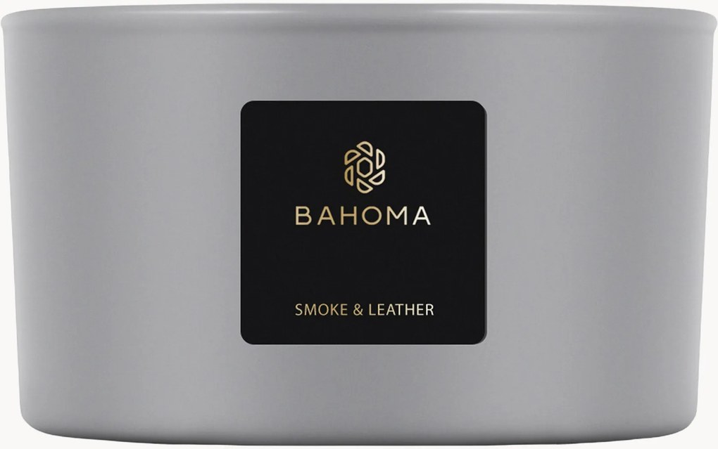 Vonná sviečka's 3 knôtmi Smoke & Leather (Freesia, Linden Blossom)