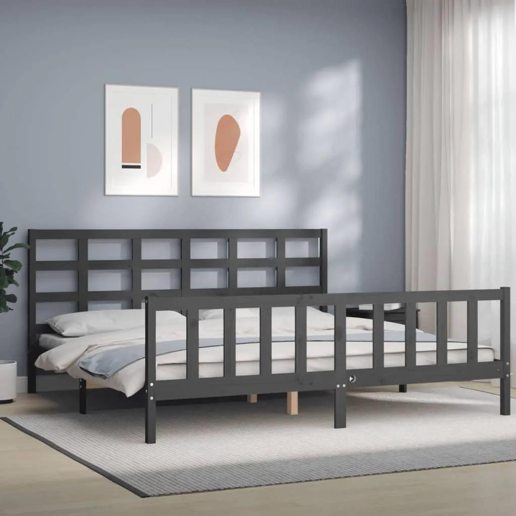 Rám postele s čelom sivý 180x200 cm masívne drevo 3192118