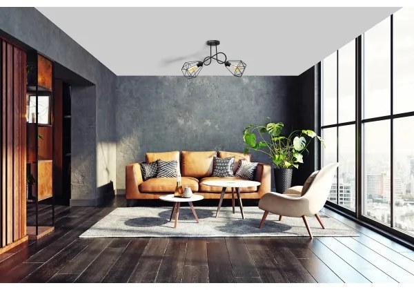 Prisadený luster KARO 2xE27/15W/230V čierna