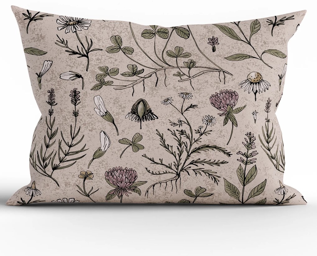 Bavlnená obliečka na vankúš Renforcé 50 × 70 cm - Herbár béžový