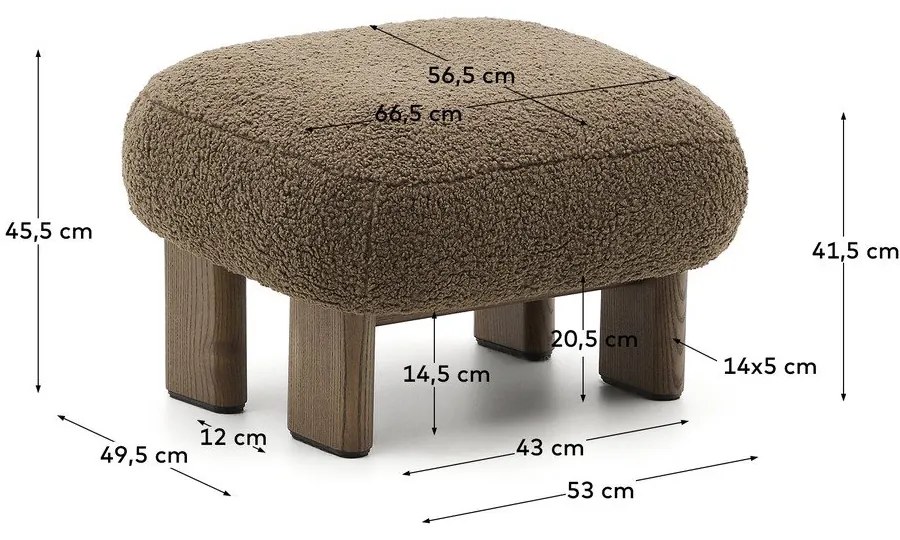 Hnedá podnožka z textílie buklé Nema – Kave Home