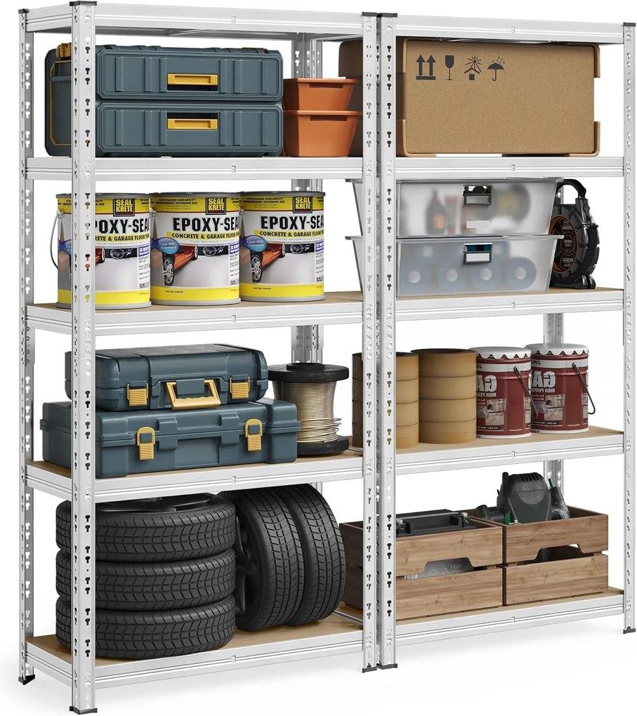 Súprava 2 ks dielenských regálov Myron 180 cm strieborná/hnedá