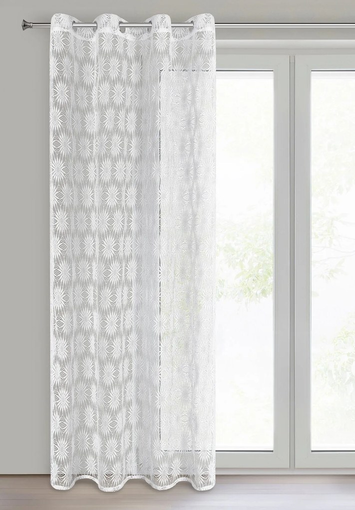 ZÁCLONA NA KRÚŽKOCH ROZI 140X250 CM BIELA
