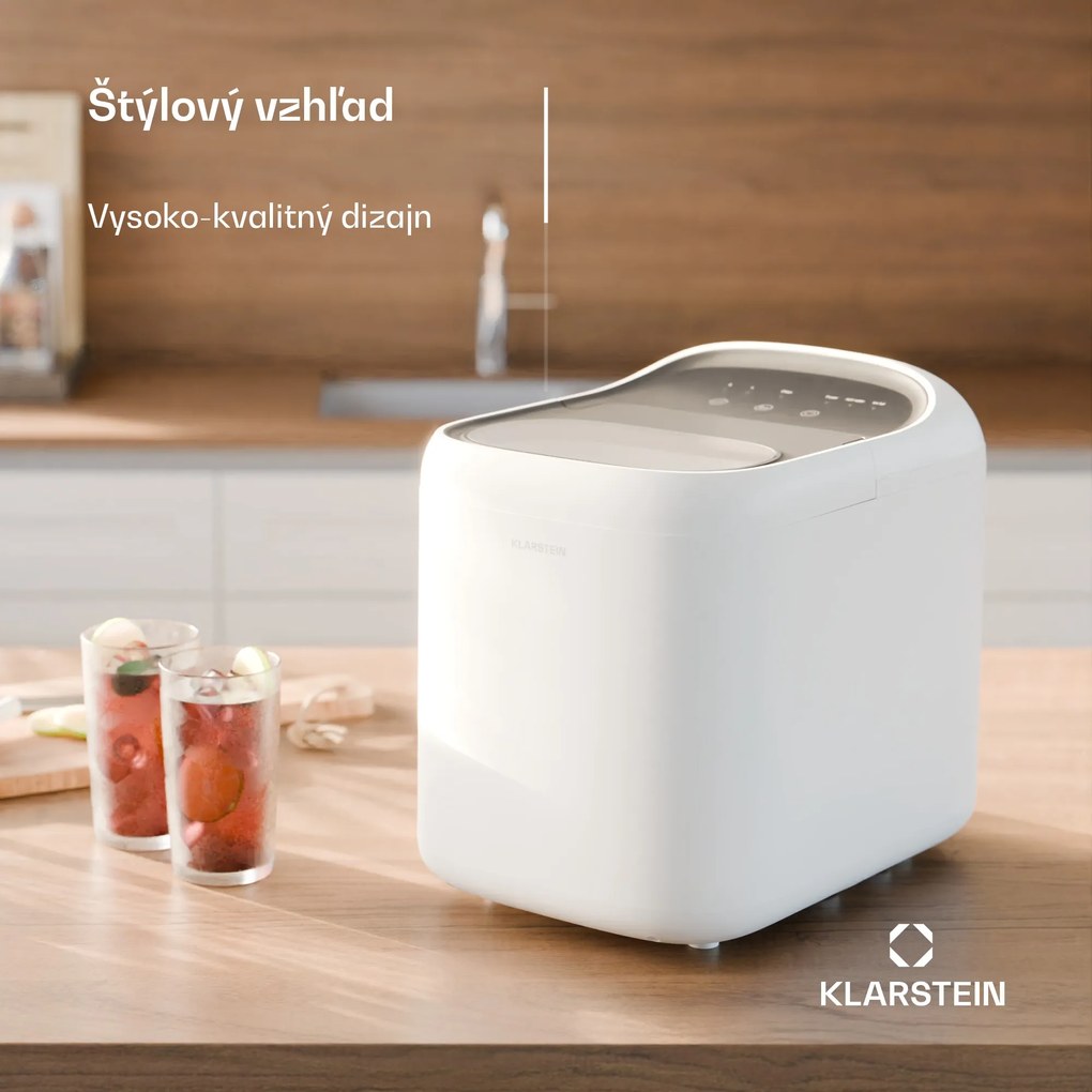 Klarstein SparkIce výrobník ľadu | 2 režimy | 1,5 l studenej vody | automatické čistenie | 15 kg/24 h