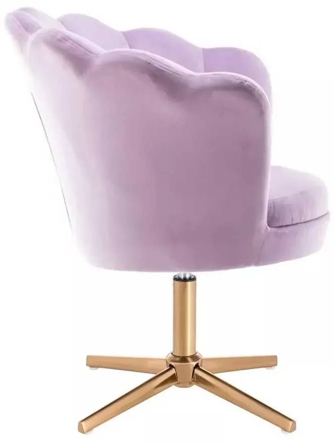LuxuryForm DESIGN Kreslo FREY VELUR na zlatom kríži - levanduľa