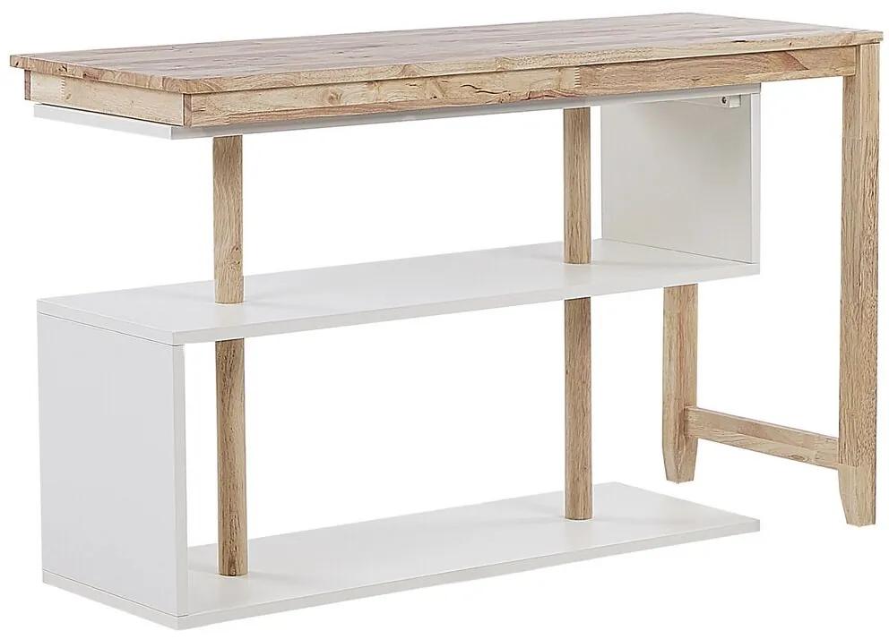 Nastaviteľný písací stôl s policou 120 x 45 cm svetlé drevo / biela CHANDLER Beliani