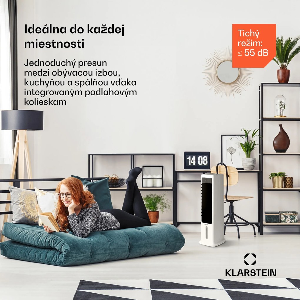 Klarstein Skytower 360° Smart, ochladzovač vzduchu, 60 W, 280 m³/h, 6 l, mobilný