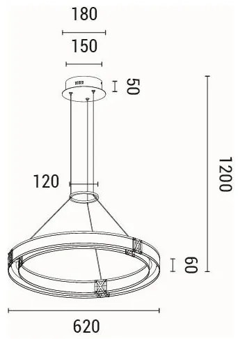 LED Luster na lanku LED/33W/230V 3000K 62x120 cm