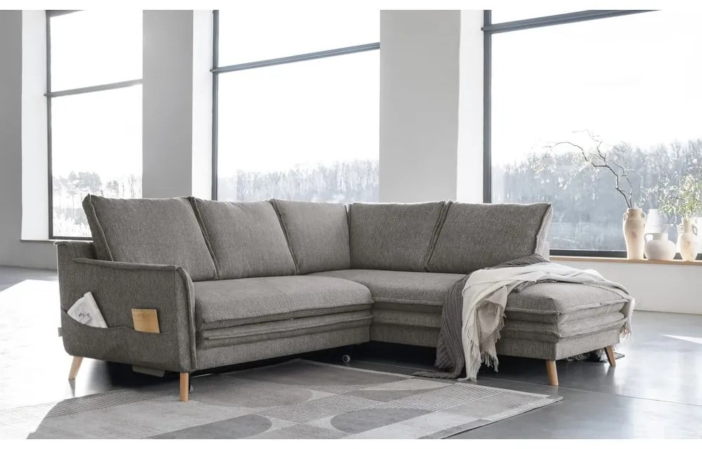 Sivá rozkladacia rohová pohovka (pravý roh) Charming Charlie – Miuform