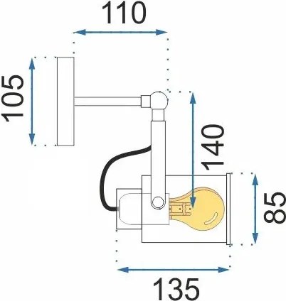 Toolight - Reflektor nástenné svietidlo E27 APP486-1C, čierna, OSW-00597
