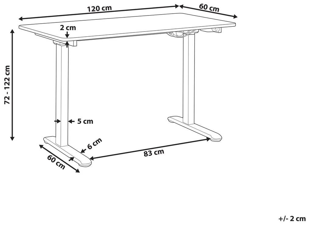 Elektricky nastaviteľný písací stôl 120 x 60 cm biely GRIFTON Beliani