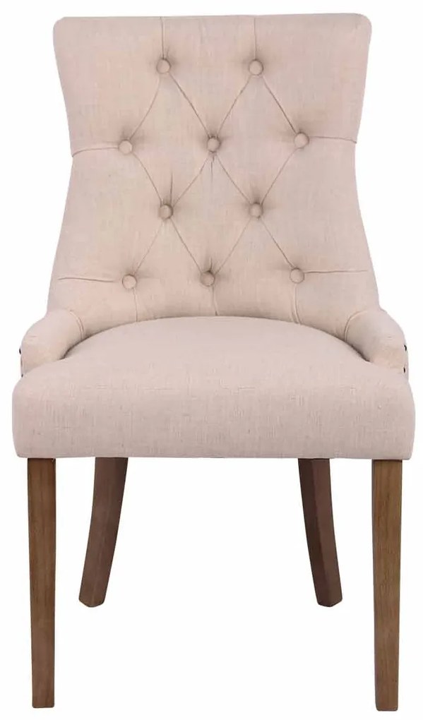 Jedálenská stolička Aberdeen - látka, drevené nohy antik svetlé - Krémová