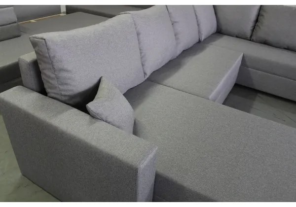 Univerzálna rozkladacia rohová sedacia súprava SEYA do tvaru U, sivá, s úložným priestorom