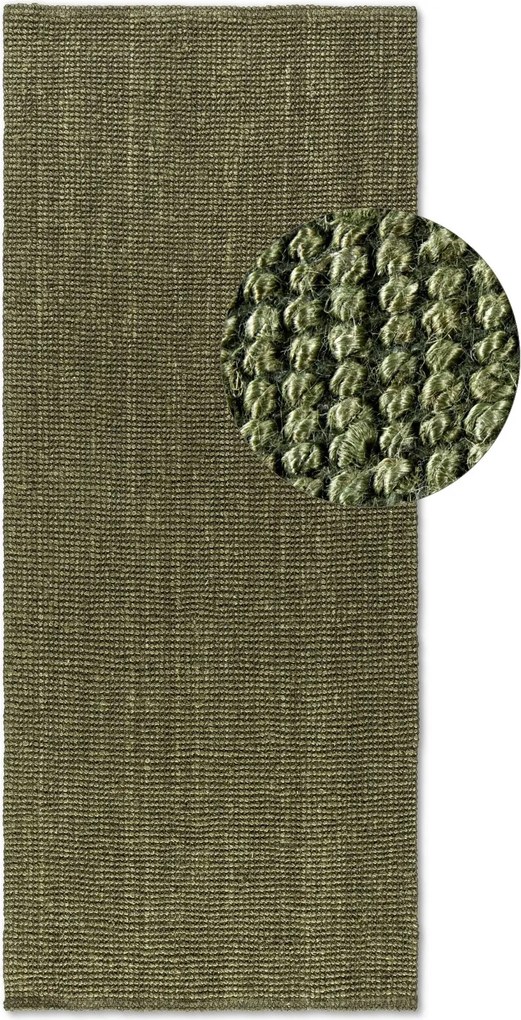 Hanse Home, Koberec behúň Bouclé Jute 105977 Jungle Green, 80x200, zelená, chodba / predsieň