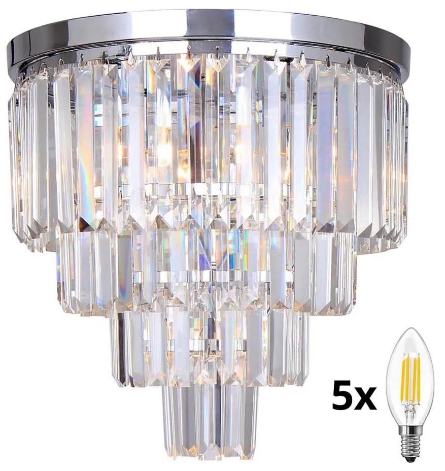 Brilagi - LED krištáľové stropné svietidlo MOZART 5xE14/40W/230V lesklý chróm