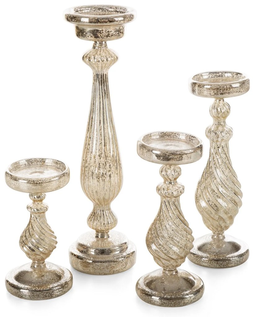 SKLENENÝ SVIETNIK 12C 10X30 CM STRIEBORNÁ