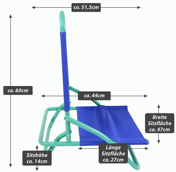Plážové skladacie kreslo, PVC, modro-zelené