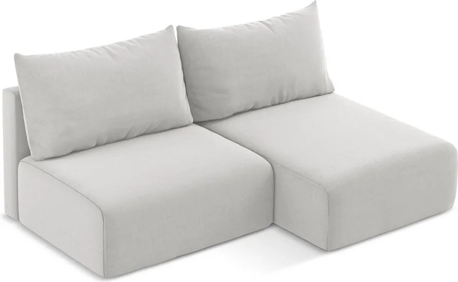 Svetlosivá zamatová rozkladacia/s úložným priestorom rohová pohovka (pravý roh/s leňoškou) Kalena – Makamii