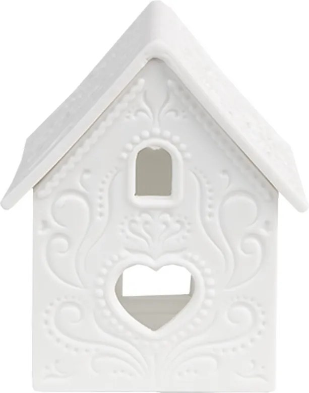 Biely porcelánový svietnik chalúpka House Fairy - 7*6*9 cm