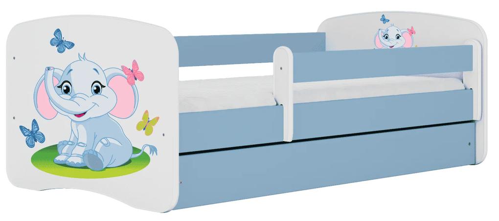 Letoss Detská posteľ BABY DREAMS 140/70- Sloník Biela S matracom S uložným priestorom